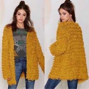 For Love & Lemons Knitz Joplin Cardigan in goldenrod Size Large Hippie Boho